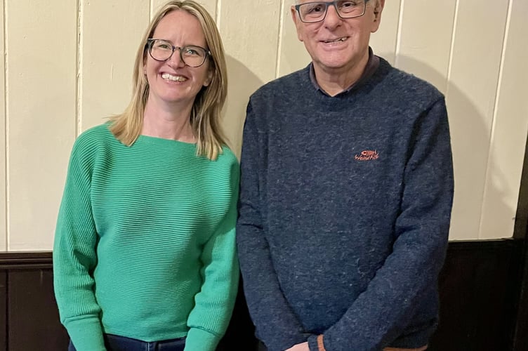 Malcolm Vallance with Thelbridge Parish Council Chairman Linsey Frost. Photo contributed