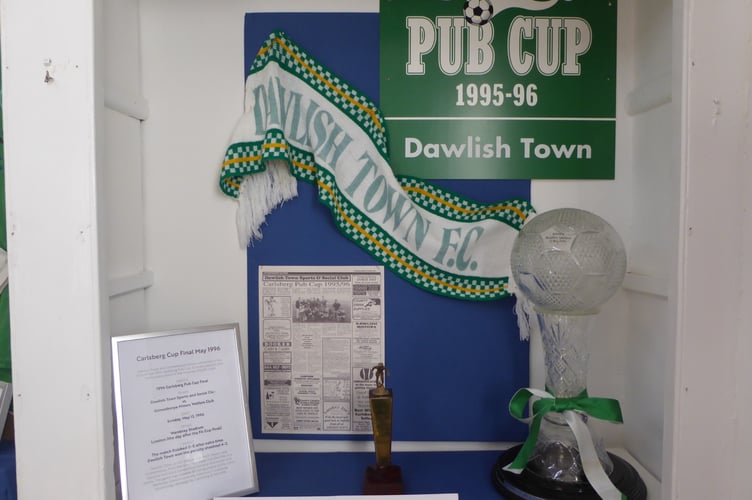 The 1996 Carlsberg Pub Cup trophy won by Dawlish  on display at Dawlish Museum. Photo contributed 
