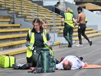 Student paramedics tackle disaster simulation at racecourse