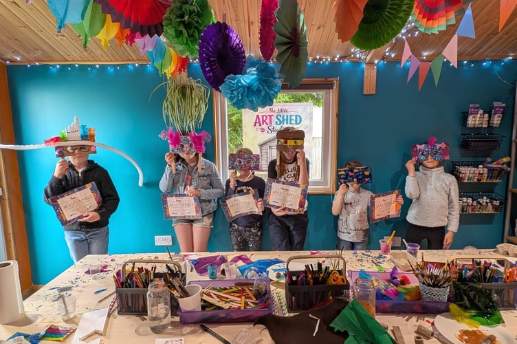 Young artists at the Little Art Shed Studio, Newton Abbot