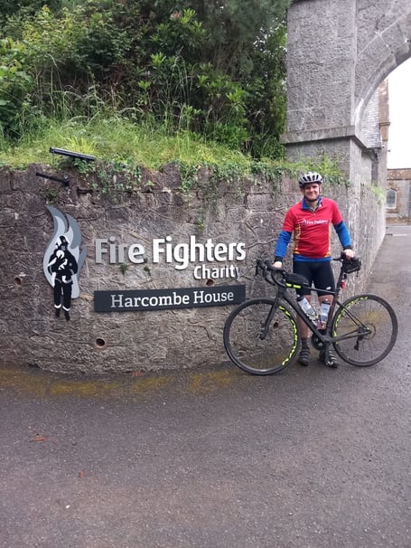 Firefighter Phil Barton has reached Chudleigh on his epic 550m charity bike ride. Photo contributed 