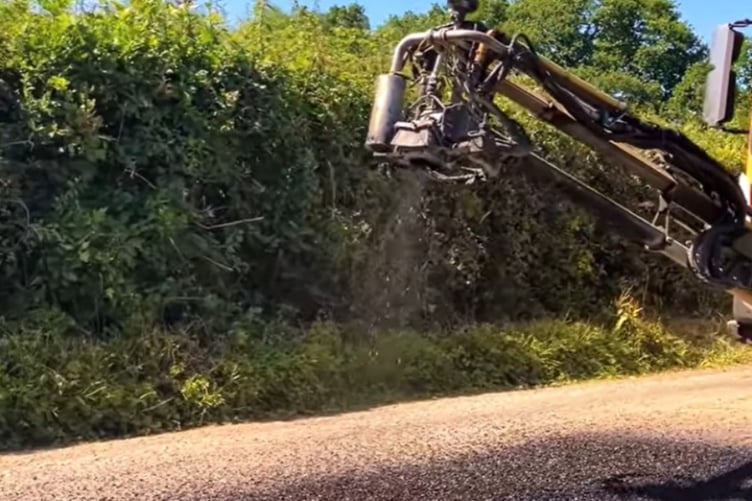 Devon County Council is carrying out surface dressing on roads. Photo Devon County Council