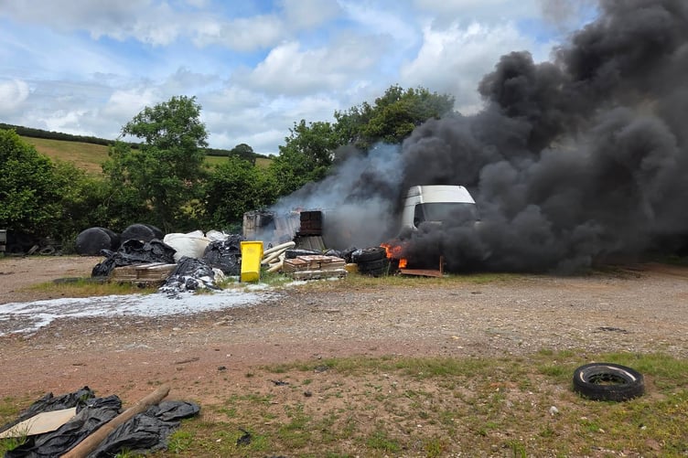 Fire broke out involving an incinerator bin. Photo Newton Abbot Fire Station