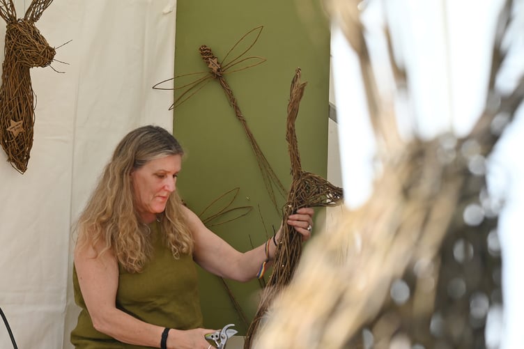 Craft Festival Bovey Tracey. Willow artist Katherine Miles from Moretonhampstead