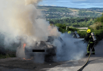 Driver unharmed after car destroyed in fire near Newton Abbot