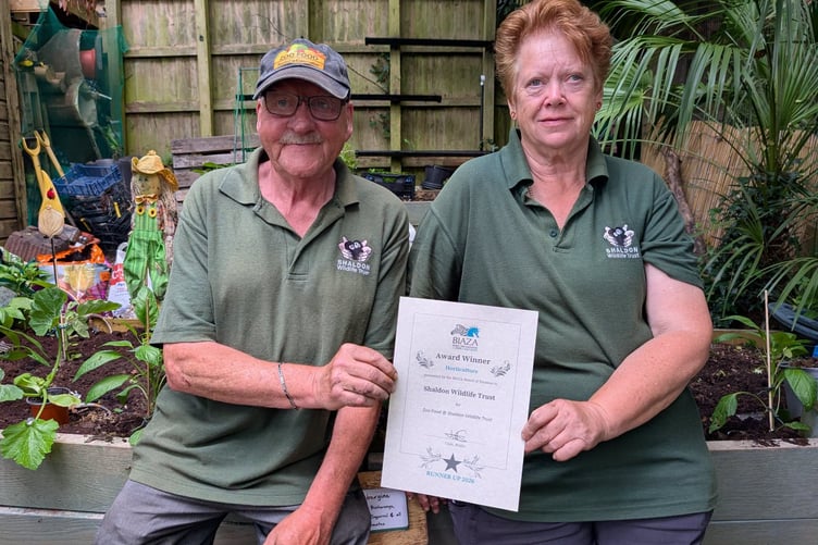 Shaldon Wildlife Trust Zoo Food volunteers Harry Coleman and Jo Mackenzie.