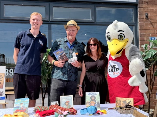 Launch of children's book Sid The Chip Thief at Dawlish Warren. Photo Bob Simpson