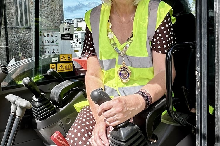 Mayor of Newton Abbot Cllr Louise Cooke at the start of work on the museum extension. Photo supplied