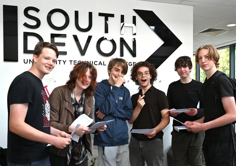 GCSE results day. Making the grade - students at South Devon University Technical College