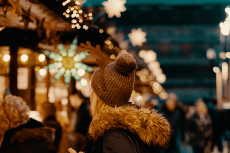 Christmas market stock image