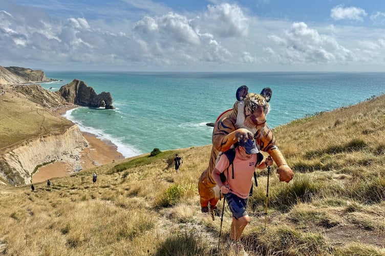 Wildlife conservation campaigner Paul Goldstein with his model tiger
