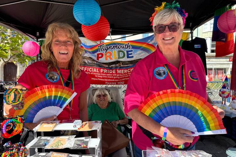 On the Teignmouth Pride merchandise stall. AQ 0224