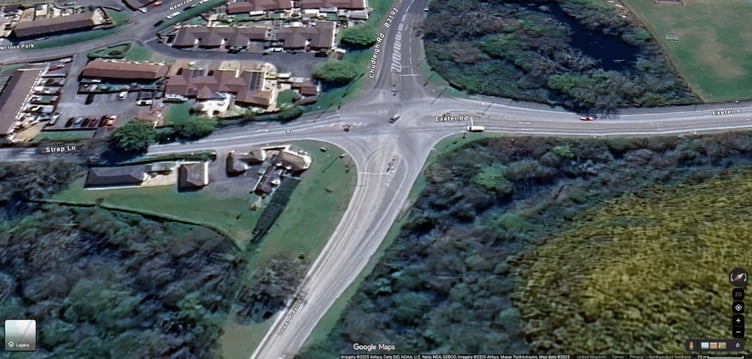 An aerial shot of roads near Preston Quarry, which campaigners say show dust deposits on the road (Image courtesy: Save Our Trees/Google Maps).