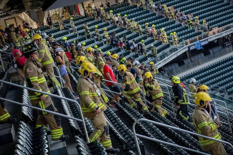 The firefighters undertaking their climb equivalent to the 110 floors of the World Trade Center