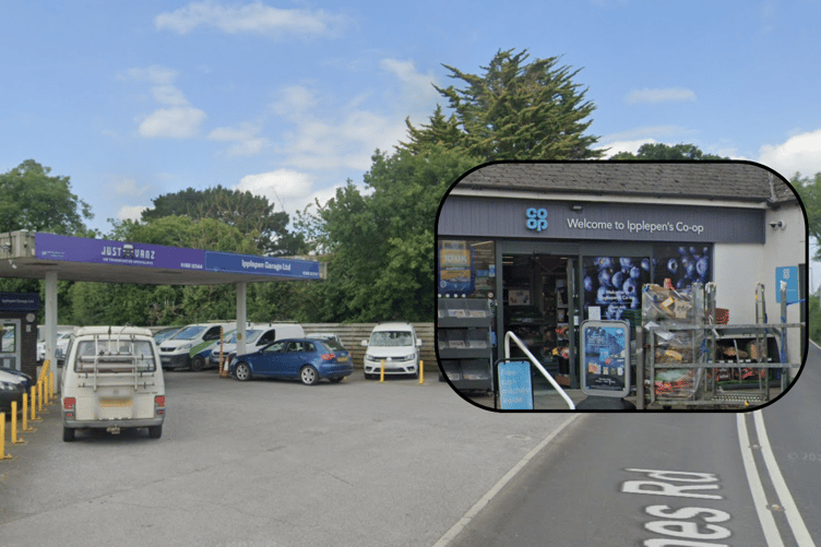 Background: The site off Totnes Road. Inset: The Co-op store at Fore Street, Ipplepen