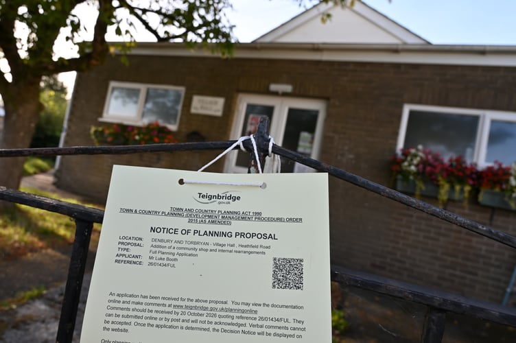 Plans to convert part of Denbury Village Hall into a community shop. 