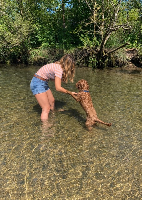 Maisie Bull with her dog Basil